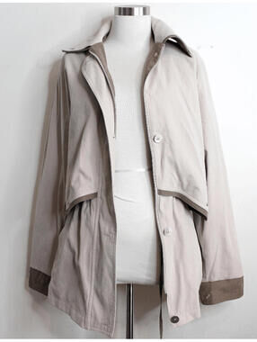Liz Claiborne Beige Contrast Crop Layered Trench Coat - Medium